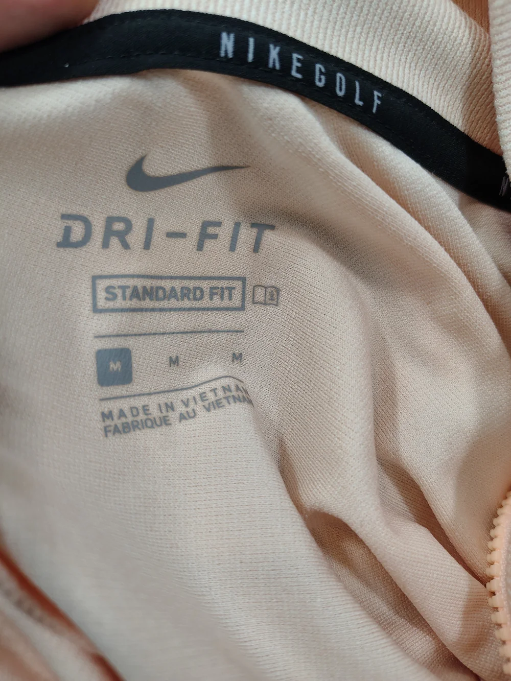 Nike Golf Shirt Mens M Medium Dusty Peach Dri Fit Vapor Half Zip Mock Neck Golf